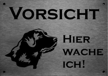 Edelstahl Warnschild Labrador VORSICHT Hier wache ich!